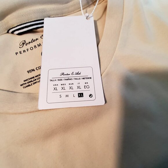 Porter & Ash Mens Performance Stretch Tee Size  XL Colorblock Beige/White/Black - Picture 7 of 10
